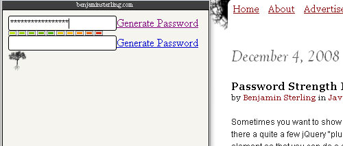 Password Strength Indicator and Generator jquery form plugin