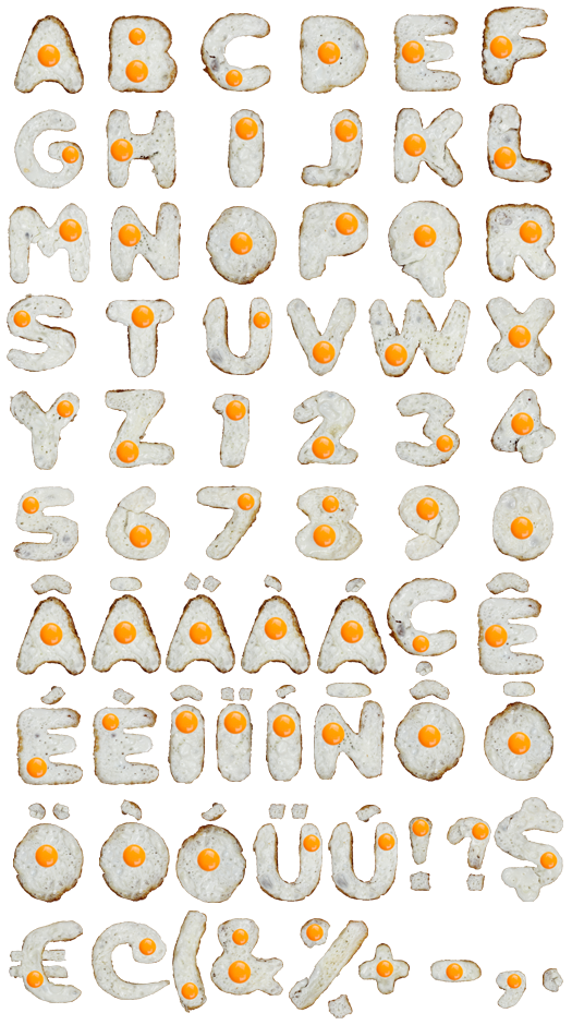Eggs font alphabet