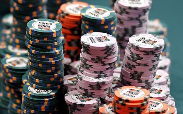 Poker chips piled high